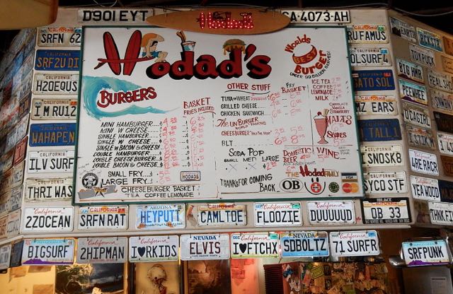 Hodad's Menu and license plates